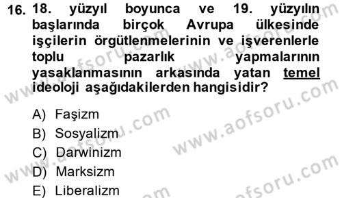 Sendikacılık Dersi 2014 - 2015 Yılı (Vize) Ara Sınav Soruları 16. Soru