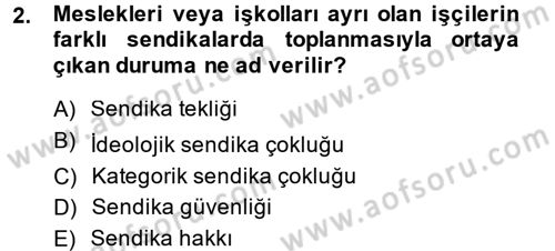 Sendikacılık Dersi 2014 - 2015 Yılı (Vize) Ara Sınav Soruları 2. Soru