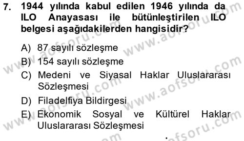 Sendikacılık Dersi 2014 - 2015 Yılı (Vize) Ara Sınav Soruları 7. Soru