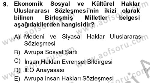 Sendikacılık Dersi 2014 - 2015 Yılı (Vize) Ara Sınav Soruları 9. Soru