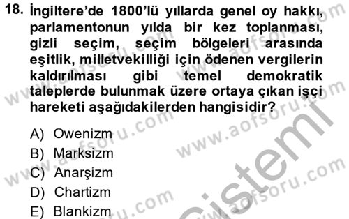 Sendikacılık Dersi 2014 - 2015 Yılı (Final) Dönem Sonu Sınav Soruları 18. Soru