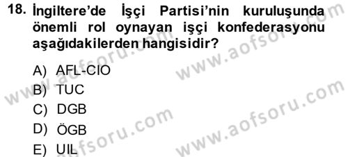 Sendikacılık Dersi 2014 - 2015 Yılı Tek Ders Sınav Soruları 18. Soru