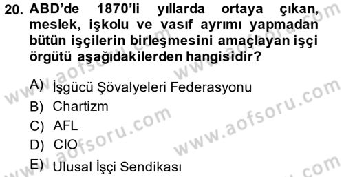 Sendikacılık Dersi 2014 - 2015 Yılı Tek Ders Sınav Soruları 20. Soru
