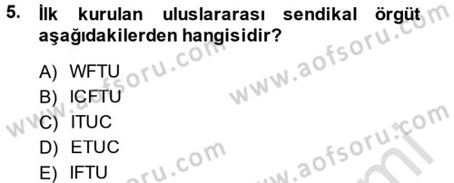 Sendikacılık Dersi 2014 - 2015 Yılı Tek Ders Sınav Soruları 5. Soru