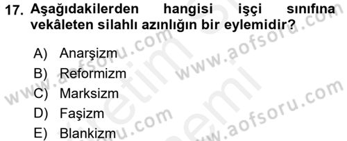 Sendikacılık Dersi 2015 - 2016 Yılı (Vize) Ara Sınav Soruları 17. Soru