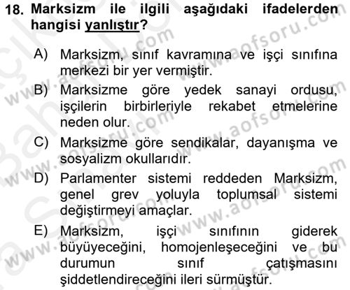 Sendikacılık Dersi 2015 - 2016 Yılı (Vize) Ara Sınav Soruları 18. Soru