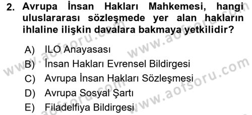 Sendikacılık Dersi 2015 - 2016 Yılı (Vize) Ara Sınav Soruları 2. Soru