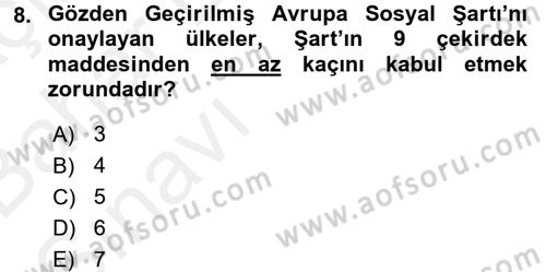 Sendikacılık Dersi 2015 - 2016 Yılı (Vize) Ara Sınav Soruları 8. Soru