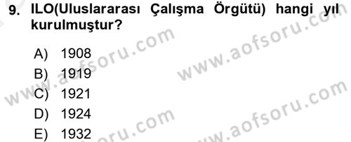 Sendikacılık Dersi 2015 - 2016 Yılı (Vize) Ara Sınav Soruları 9. Soru