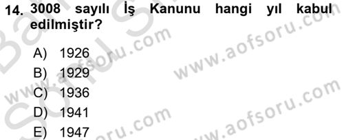 Sendikacılık Dersi 2015 - 2016 Yılı (Final) Dönem Sonu Sınav Soruları 14. Soru