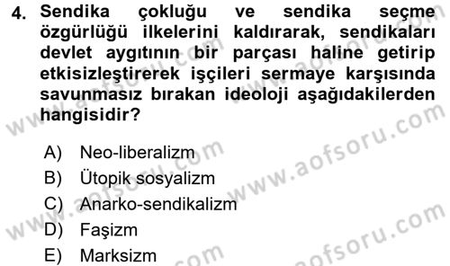Sendikacılık Dersi 2015 - 2016 Yılı (Final) Dönem Sonu Sınav Soruları 4. Soru