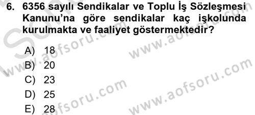 Sendikacılık Dersi 2015 - 2016 Yılı (Final) Dönem Sonu Sınav Soruları 6. Soru
