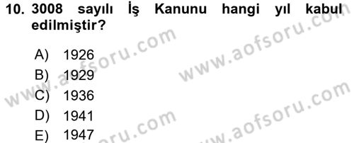 Sendikacılık Dersi 2015 - 2016 Yılı Tek Ders Sınav Soruları 10. Soru