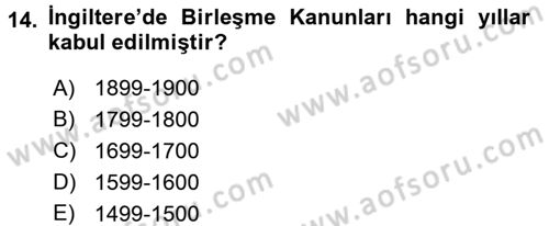 Sendikacılık Dersi 2015 - 2016 Yılı Tek Ders Sınav Soruları 14. Soru
