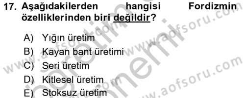 Sendikacılık Dersi 2016 - 2017 Yılı (Vize) Ara Sınav Soruları 17. Soru