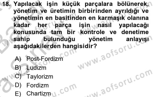Sendikacılık Dersi 2016 - 2017 Yılı (Vize) Ara Sınav Soruları 18. Soru