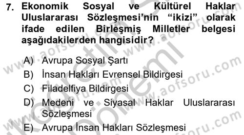 Sendikacılık Dersi 2016 - 2017 Yılı (Vize) Ara Sınav Soruları 7. Soru