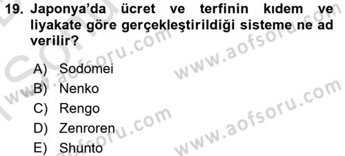 Sendikacılık Dersi 2016 - 2017 Yılı (Final) Dönem Sonu Sınav Soruları 19. Soru