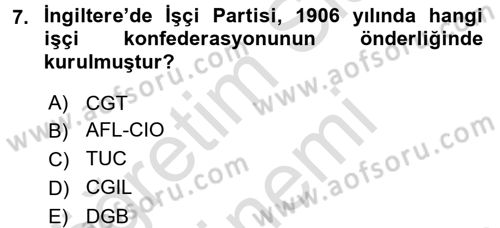 Sendikacılık Dersi 2016 - 2017 Yılı (Final) Dönem Sonu Sınav Soruları 7. Soru
