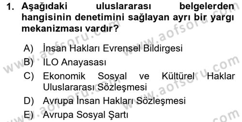 Sendikacılık Dersi 2017 - 2018 Yılı 3 Ders Sınav Soruları 1. Soru