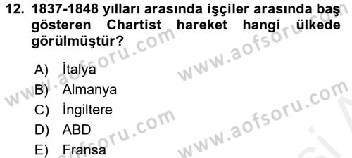 Sendikacılık Dersi 2017 - 2018 Yılı 3 Ders Sınav Soruları 12. Soru