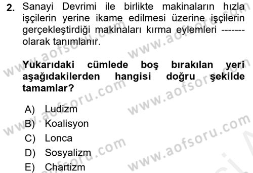 Sendikacılık Dersi 2017 - 2018 Yılı 3 Ders Sınav Soruları 2. Soru