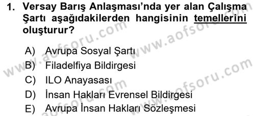 Sendikacılık Dersi 2017 - 2018 Yılı (Vize) Ara Sınav Soruları 1. Soru