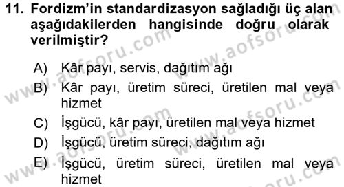 Sendikacılık Dersi 2017 - 2018 Yılı (Vize) Ara Sınav Soruları 11. Soru