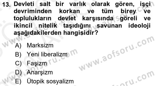 Sendikacılık Dersi 2017 - 2018 Yılı (Vize) Ara Sınav Soruları 13. Soru