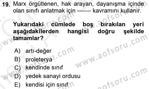 Sendikacılık Dersi 2017 - 2018 Yılı (Vize) Ara Sınav Soruları 19. Soru
