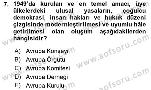Sendikacılık Dersi 2017 - 2018 Yılı (Vize) Ara Sınav Soruları 7. Soru