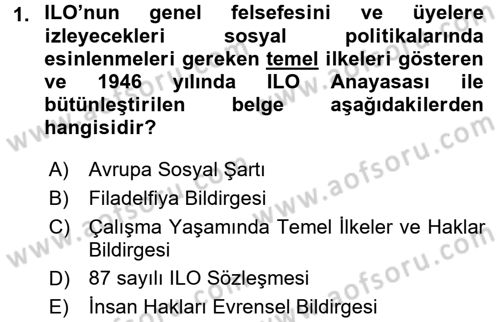 Sendikacılık Dersi 2017 - 2018 Yılı (Final) Dönem Sonu Sınav Soruları 1. Soru