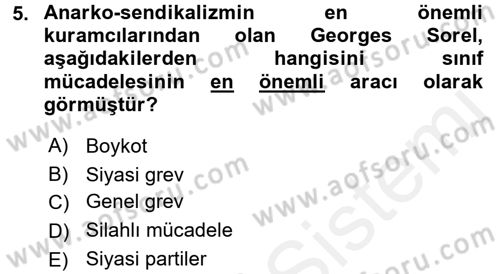Sendikacılık Dersi 2017 - 2018 Yılı (Final) Dönem Sonu Sınav Soruları 5. Soru