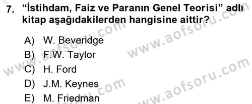 Sendikacılık Dersi 2017 - 2018 Yılı (Final) Dönem Sonu Sınav Soruları 7. Soru