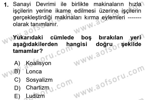Sendikacılık Dersi 2018 - 2019 Yılı 3 Ders Sınav Soruları 1. Soru