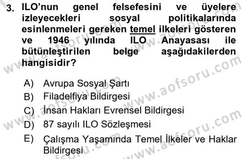 Sendikacılık Dersi 2018 - 2019 Yılı 3 Ders Sınav Soruları 3. Soru