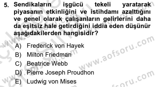 Sendikacılık Dersi 2018 - 2019 Yılı 3 Ders Sınav Soruları 5. Soru