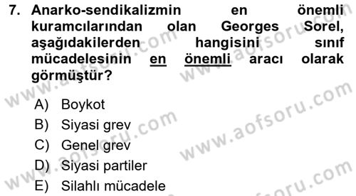 Sendikacılık Dersi 2018 - 2019 Yılı 3 Ders Sınav Soruları 7. Soru