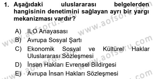 Sendikacılık Dersi 2018 - 2019 Yılı (Vize) Ara Sınav Soruları 1. Soru