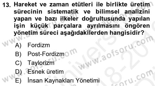 Sendikacılık Dersi 2018 - 2019 Yılı (Vize) Ara Sınav Soruları 13. Soru