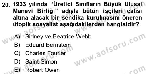 Sendikacılık Dersi 2018 - 2019 Yılı (Vize) Ara Sınav Soruları 20. Soru