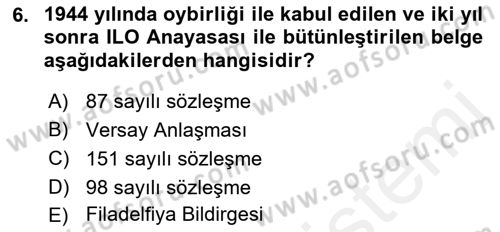 Sendikacılık Dersi 2018 - 2019 Yılı (Vize) Ara Sınav Soruları 6. Soru