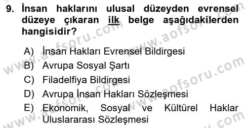 Sendikacılık Dersi 2018 - 2019 Yılı (Vize) Ara Sınav Soruları 9. Soru
