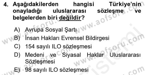 Sendikacılık Dersi 2018 - 2019 Yılı (Final) Dönem Sonu Sınav Soruları 4. Soru