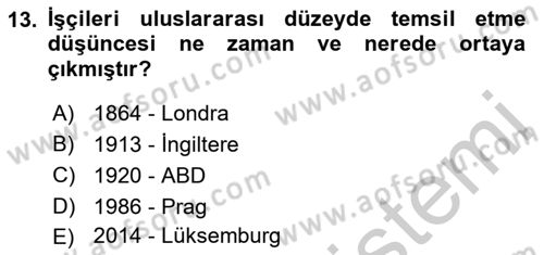 Sendikacılık Dersi 2018 - 2019 Yılı Yaz Okulu Sınav Soruları 13. Soru