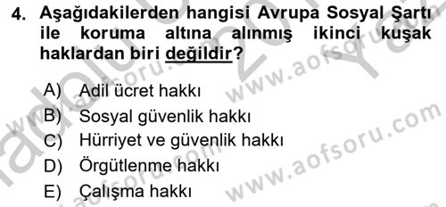 Sendikacılık Dersi 2018 - 2019 Yılı Yaz Okulu Sınav Soruları 4. Soru