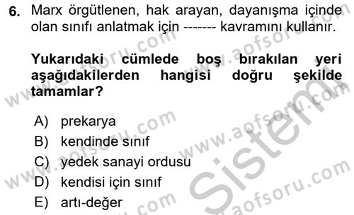 Sendikacılık Dersi 2018 - 2019 Yılı Yaz Okulu Sınav Soruları 6. Soru