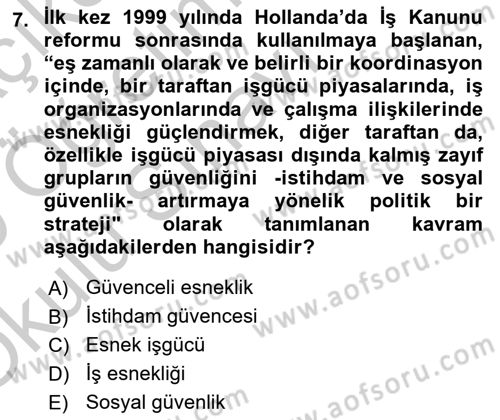 Sendikacılık Dersi 2018 - 2019 Yılı Yaz Okulu Sınav Soruları 7. Soru