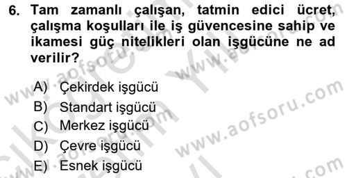 Sendikacılık Dersi 2020 - 2021 Yılı Yaz Okulu Sınav Soruları 6. Soru