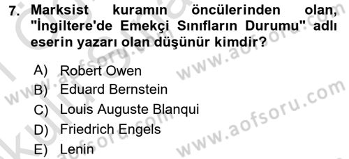 Sendikacılık Dersi 2020 - 2021 Yılı Yaz Okulu Sınav Soruları 7. Soru